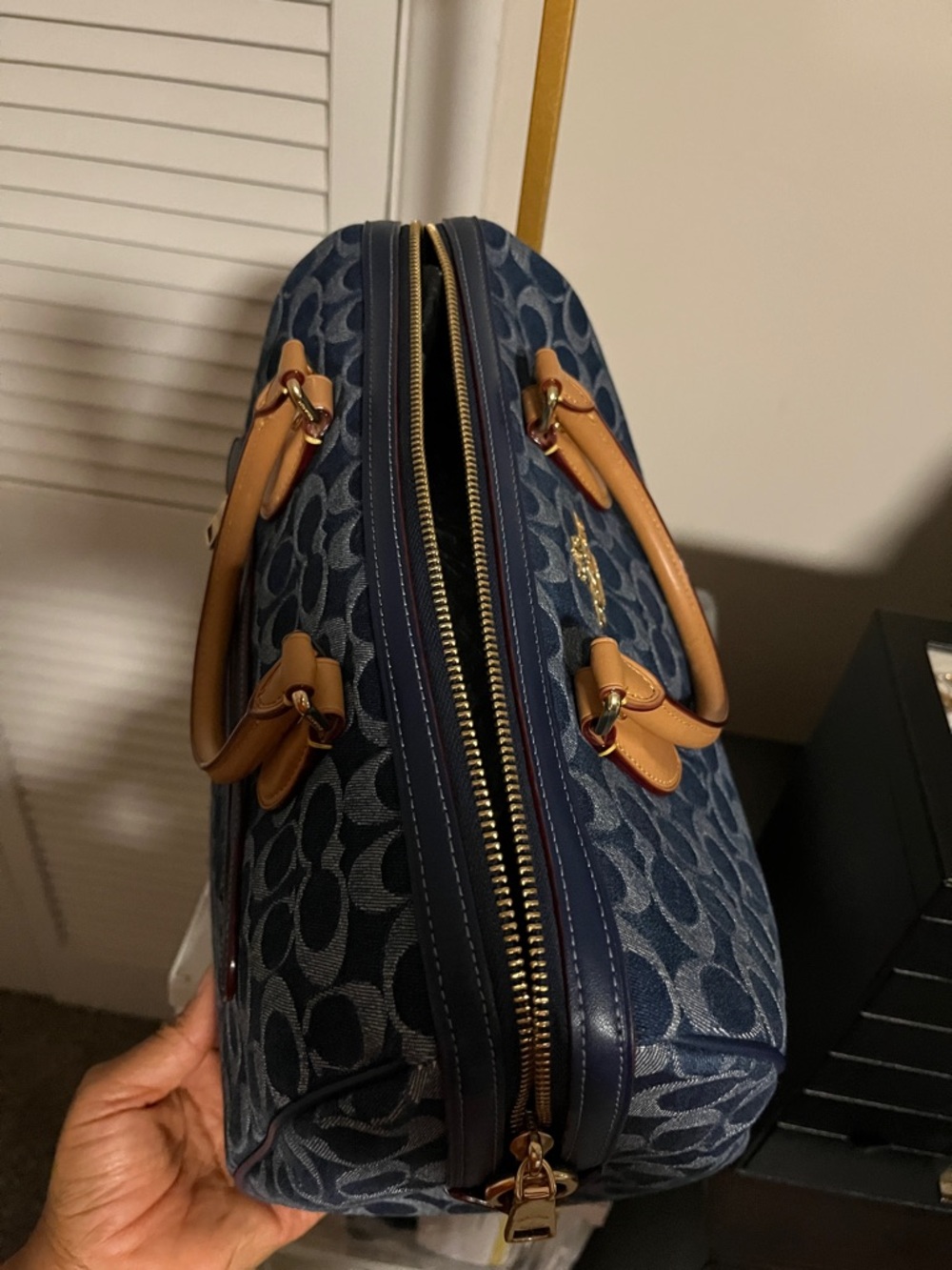 Coach Rowan Large Satchel Bag in Signature Denim Canvas - Picture 9 of 15